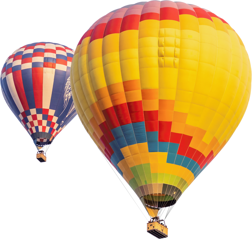 Transparent PNG of Two Hot Air Balloons.